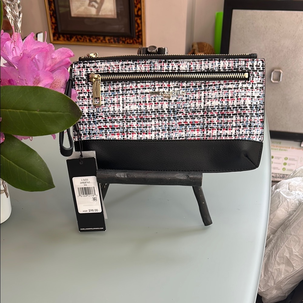 Karl Lagerfeld Navy and Red Clutch